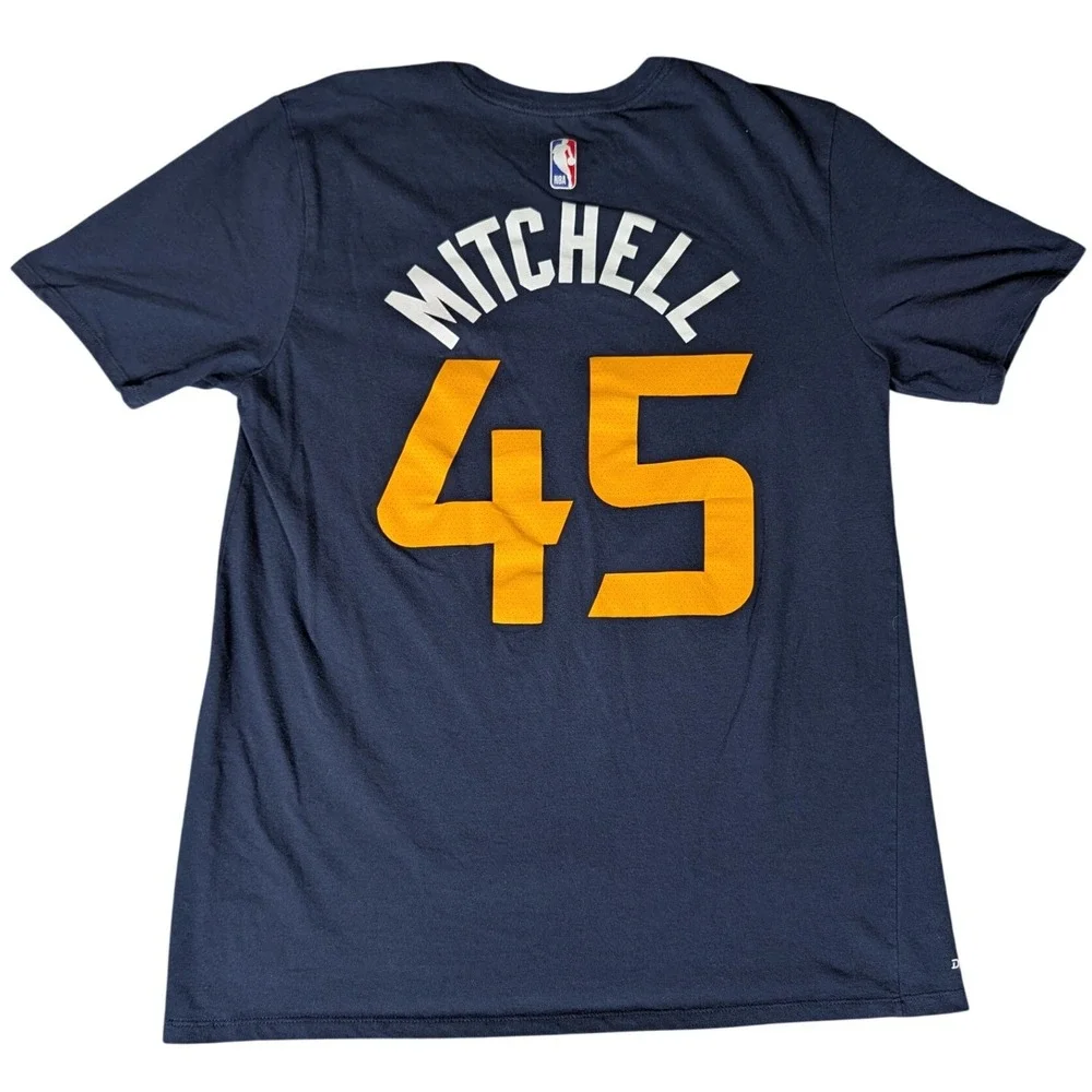 Nike Utah Jazz Donovan Mitchell 45 Dri-FIT NBA T-Shirt Navy Blue Mens L